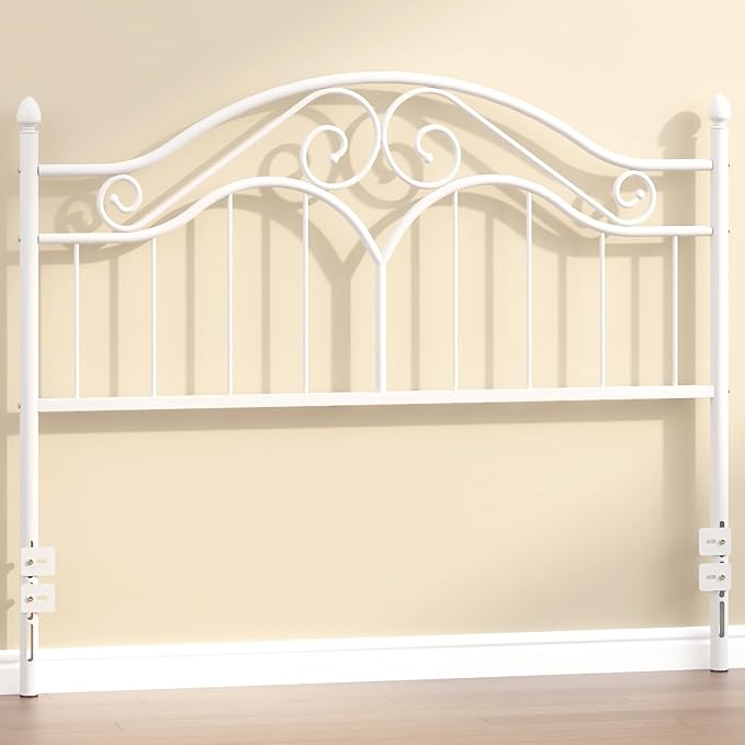 Headboard for Queen Size Bed Frame Vintage Bed Metal Headboard Only | Platform Bed Headboard,Height Adjustable,Sturdy and Stable,Easy Assembly,White