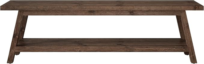 Solid Wood Entryway Bench with Shoe Storage Shelf, 62.99" Long Rustic Hallway Shoe Bench, Natural Wood Mudroom Window Seating, 400 lbs Capacity