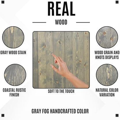 Barn Walls Solid Wood Headboard Gray Fog Oil-Based Finish with Smooth Natural Wood Grain, Wall-Mounted Panels, Adjustable Height, Rustic Coastal Bedroom, Built to Last, California King Size Head Board