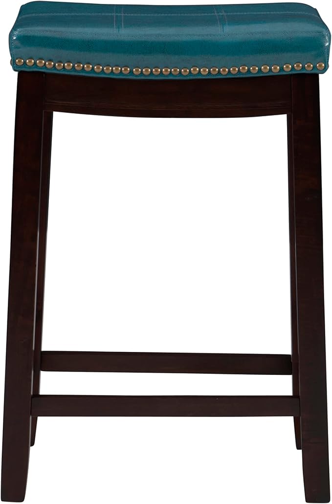 Linon Carson Blue Backless Counter Stool, Brown