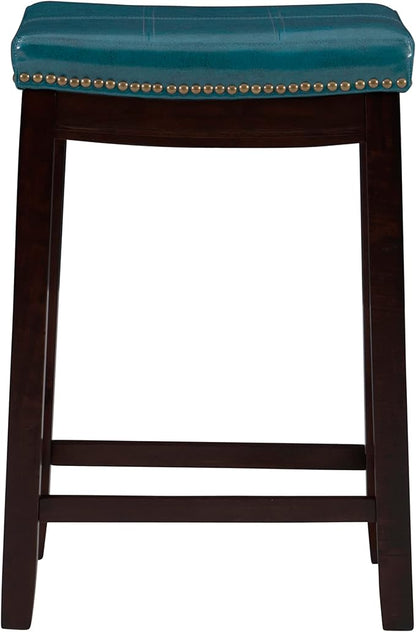 Linon Carson Blue Backless Counter Stool, Brown