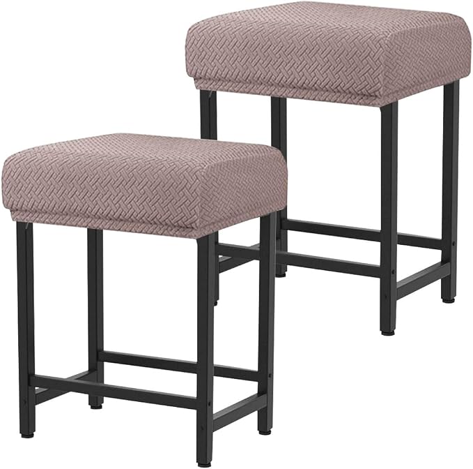 Levoberg Bar Stool Cover Rectangle Stretch Counter Height Barstool Slipcovers Rectangular Vanity Stool Cover Kitchen Counter Saddle Seat Cover for Wooden Metal Bench Set of 2 Taupe