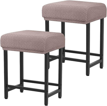Levoberg Bar Stool Cover Rectangle Stretch Counter Height Barstool Slipcovers Rectangular Vanity Stool Cover Kitchen Counter Saddle Seat Cover for Wooden Metal Bench Set of 2 Taupe