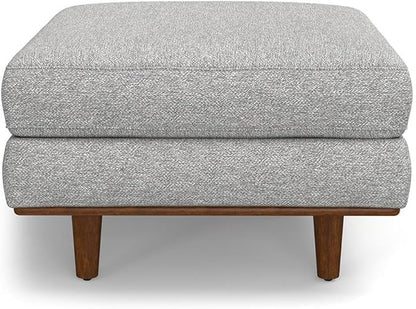 SIMPLIHOME Morrison 33-inch Wide Table Ottoman in Mist Grey Woven-Blend Fabric, Multifunctional Footrest, Coffee Table, or Extra Seating for Living Room, Mid-Century Modern Style
