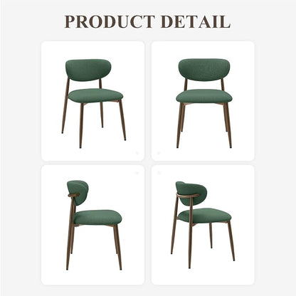 MALOL Dining Chairs Set of 6, Curved Back Kitchen Room Chairs with Metal Legs and Anti Slip Pads, Upholstered Dining Chair for Home and Restaurant, Green