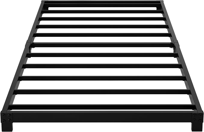 YUSENHEEI 4 Inch Twin Bed Frames, Heavy Duty Metal Platform Low Bed Frame Twin, No Box Spring Needed, Noise Free, Easy Assembly, Black