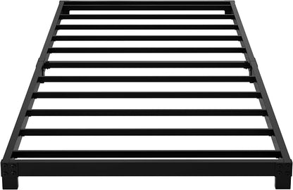 YUSENHEEI 4 Inch Twin Bed Frames, Heavy Duty Metal Platform Low Bed Frame Twin, No Box Spring Needed, Noise Free, Easy Assembly, Black