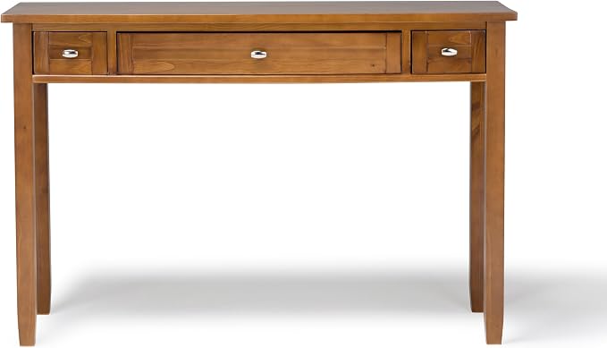 SIMPLIHOME Warm Shaker Desk and Bookcase Bundle - 48 inch Wide Solid Wood Transitional Desk with Drawers and 26 inch Wide 5-Shelf Bookcase in Light Golden Brown, Home Office Furniture (Set of 2)