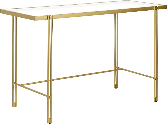 Henn&Hart 48" Wide Rectangular Desk in Brass, Laptop Desk, Computer Desk, Home Office