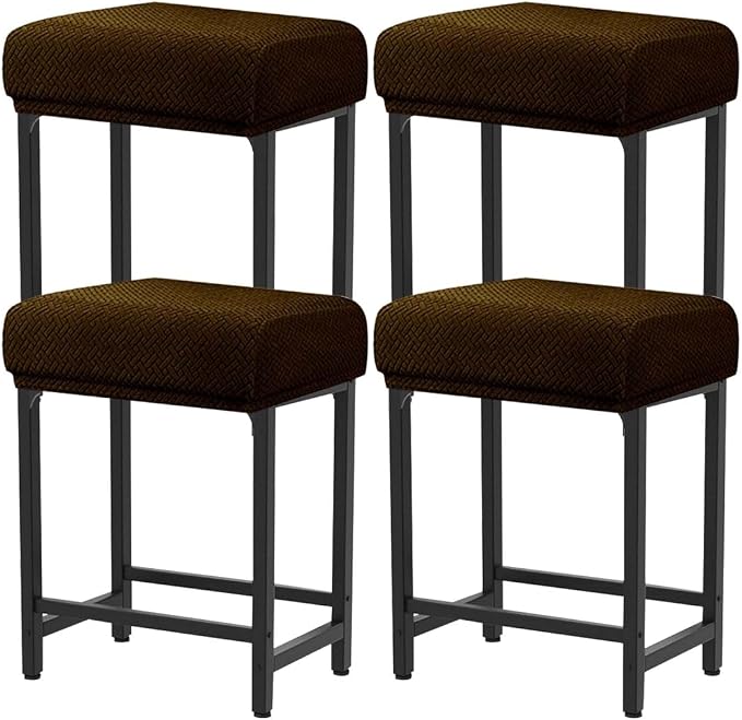 Levoberg Bar Stool Cover Rectangle Stretch Counter Height Barstool Slipcovers Rectangular Vanity Stool Cover Kitchen Counter Saddle Seat Cover for Wooden Metal Bench Set of 4 Coffee