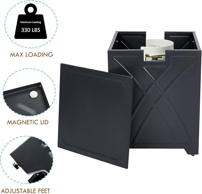 BAIDE HOME Propane Tank Cover Table, Square Propane Tank Holder Hideaway for 20 lb Propane Tanks, Gas Tank Storage Side Table - Carbon Gray