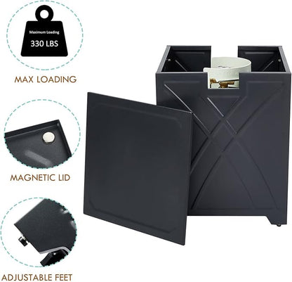 BAIDE HOME Propane Tank Cover Table, Square Propane Tank Holder Hideaway for 20 lb Propane Tanks, Gas Tank Storage Side Table - Carbon Gray