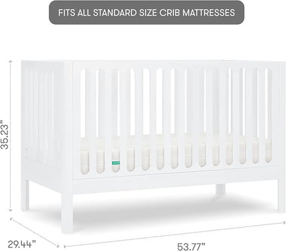 Newton Baby Galileo Standard Crib, Solid Beech Wood in White Color, 3-in-1 Convertible Crib with Toddler Bed Conversion Kit, Ultra-Safe Non-Toxic Finish