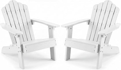 Giantex Kids Adirondack Chair, All-Weather HIPS Children's Outdoor Chair with Tilted High Backrest, Toddler Beach Chair for Garden Patio Backyard, Kids Lawn Chairs for Age 3-7 (2,White)