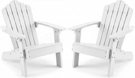 Giantex Kids Adirondack Chair, All-Weather HIPS Children's Outdoor Chair with Tilted High Backrest, Toddler Beach Chair for Garden Patio Backyard, Kids Lawn Chairs for Age 3-7 (2,White)