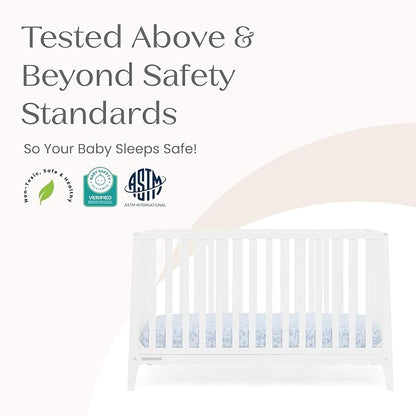 Delta Children Lulu 5-in-1 Convertible Crib, Converts to Toddler Bed, Daybed, Sofa & Full-Size Bed, Greenguard Gold Certified, Fits Standard Crib Mattress, 3 Mattress Heights for Baby,Bianca White