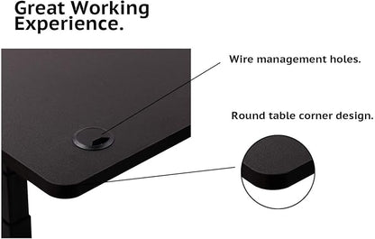 UNICOO Melamine 47.2 x 23.6 Inch Universal Table Top for Standard and Sit to Stand Height Adjustable Home and Office Desk Frames (Tabletop 47.2 - Black)