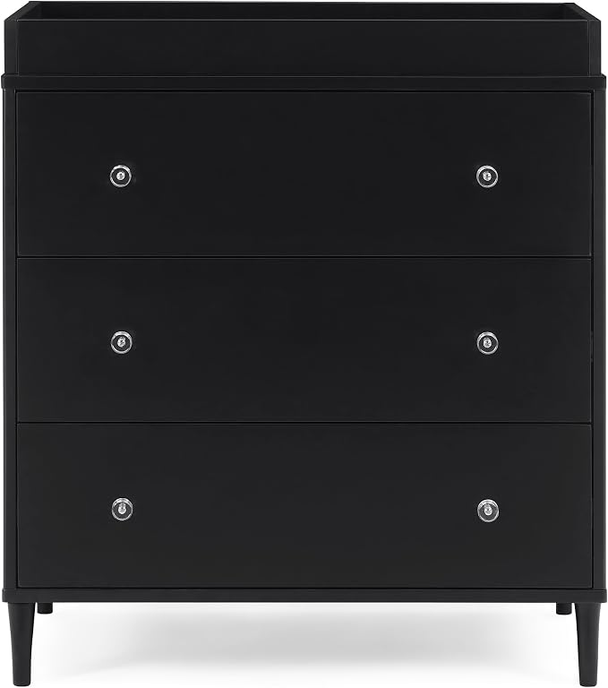 Delta Children Bowie 3 Drawer Dresser with Changing Top, Black Ebony