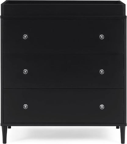 Delta Children Bowie 3 Drawer Dresser with Changing Top, Black Ebony