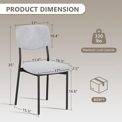 Einhomn Upholstered Dining Chairs Set, Modern Stackable Dining Room Chairs with Soft Velvet Backrest, Kitchen Chairs with Sturdy Metal Legs for Living Room, Restaurant, Set of 2,Light Grey