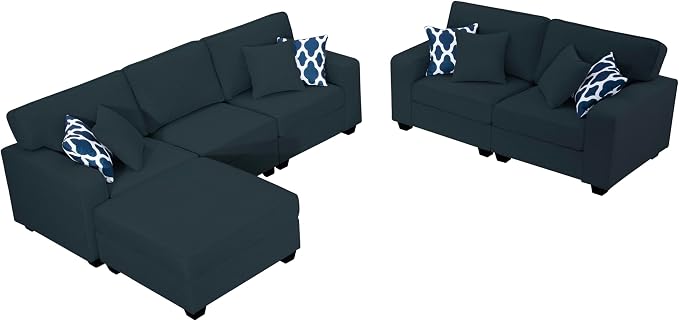 Legend Vansen Oversized Modular Sectional Sofa,U/L‑Shaped Reversible Couch with Ottoman,Deep Seat Plush Polyester Sofa for Living Room,6‑Seater,Charcoal