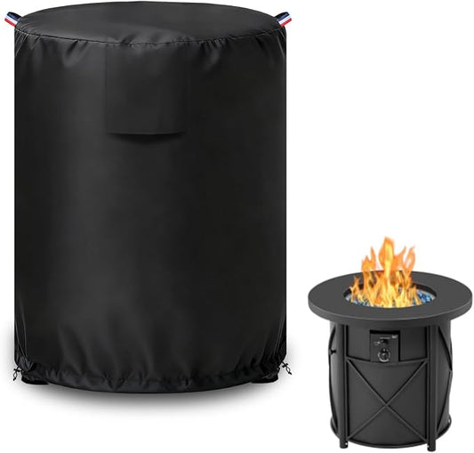 Cover for Bali Outdoors 30" Dia Propane Fire Pit,Outdoor Heavy Duty 600D Waterproof Fire Pit Cover Round,30" Dia x 25" H Fire Pit Table Outdoor Cover,Black