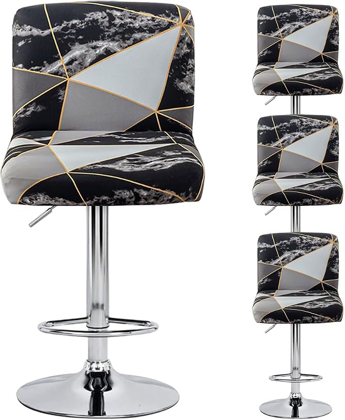 Levoberg Bar Stools Cover Set of 4 Printed Armless Swivel Barstools Slipcovers with Backs Stretch Square Counter Height Bar Stools Covers Mid Low Back Chair Cover for Kitchen Dining Room Bar #15