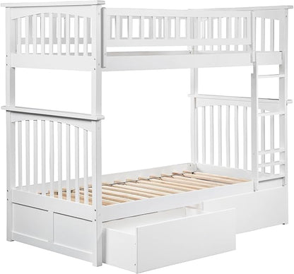 AFI, Columbia Twin Over Twin Ladder Bunk Bed with Storage Drawers, White