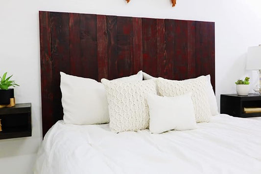 Barn Walls Red Dragon Skin Headboard, Modern Design, Solid Wood Headboard, Floating Panels, Wall Mount, Adjustable Height, Easy Assembly, Queen Size