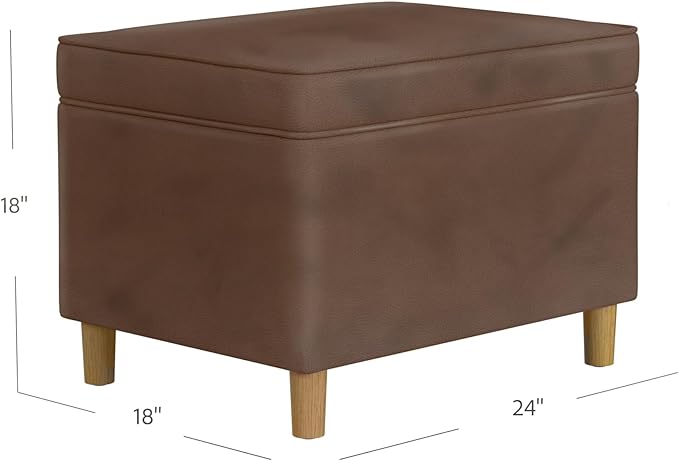 HomePop 24" Dinah Collection Storage Ottoman - Brown Faux Leather