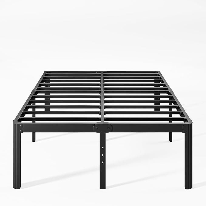 18 Inch High Platform California King Bed Frames No Box Spring Needed, Metal Cal King Bed Frame, Noise Free, Easy Assembly, Heavy Duty, Black