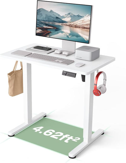 Monomi Standing Desk, 39.4‘’ Small Sit Stand up Height Adjustable Electric Standing Desk with 3 Memory Setting, Ergonomic Home Office Computer Desk, White
