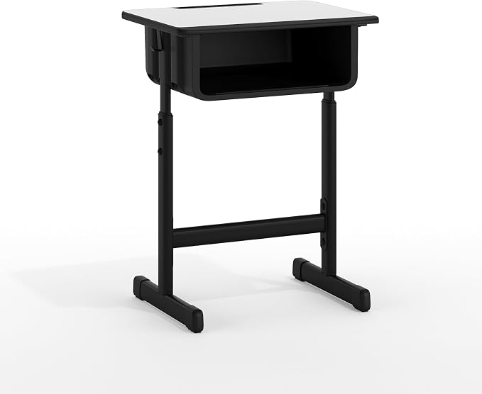 Flash Furniture Billie Student Desks with Grey Tops and Adjustable Height Black Pedestal Frames, Set of 5