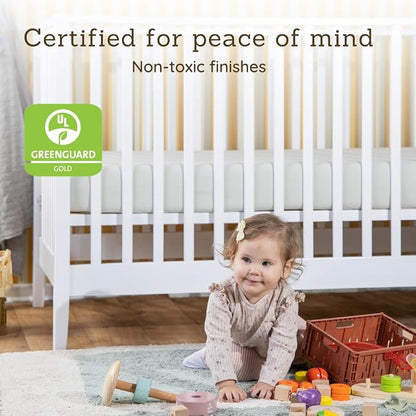 dadada Baby LaLa 3-in-1 Convertible Crib- Converts to Toddler Bed & Daybed- Adjustable Mattress Height – 3 Positions - Made in Italy - Solid Beechwood (White)