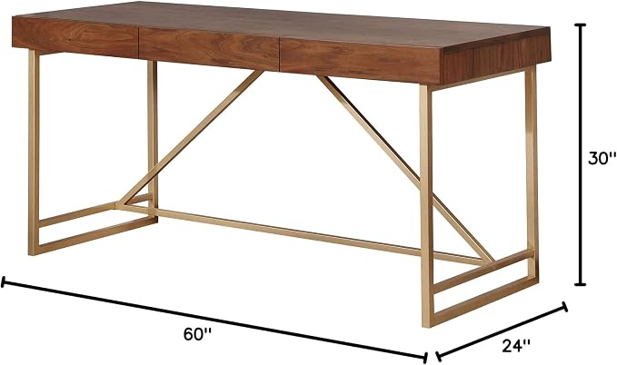 24/7 Shop at Home Jannie Modern 1-Drawer Wood Desk, Light Walnut
