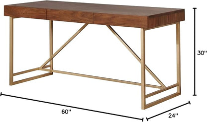 24/7 Shop at Home Jannie Modern 1-Drawer Wood Desk, Light Walnut