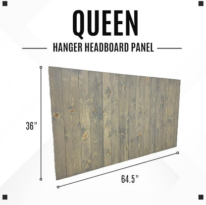 Barn Walls Solid Wood Headboard Gray Fog Oil-Based Finish with Smooth Natural Wood Grain, Wall-Mounted Panels, Adjustable Height, Rustic Coastal Bedroom, Built to Last, Queen Size Head Board