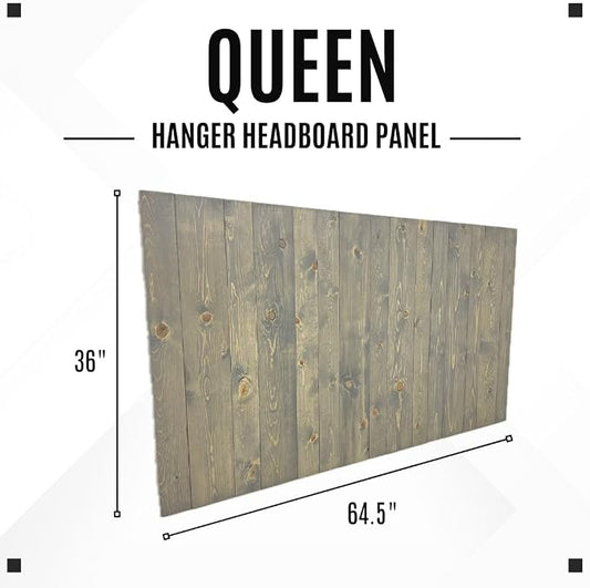Barn Walls Solid Wood Headboard Gray Fog Oil-Based Finish with Smooth Natural Wood Grain, Wall-Mounted Panels, Adjustable Height, Rustic Coastal Bedroom, Built to Last, Queen Size Head Board