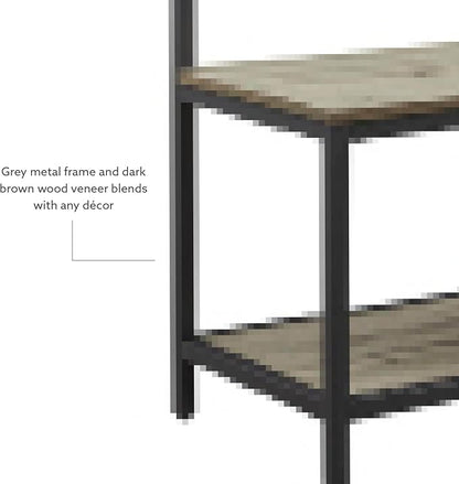 Linon Shaymus Grey Metal Hall Tree with Greywashed Wood Bench and Seat Featuring Multiple Hooks