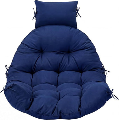 Tudomro Waterproof Egg Chair Cushion with Pillow Filling 2.58 kg Replacement Rocking Wicker Chair Cushion 48" x 32" High Back Hanging Swing Hammock Pad Thicken for Outdoor Patio Garden(Navy Blue)