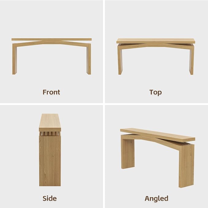 Epecoya Extra Long Console Tables for Living Room, Slim Entryway Table 63 Inches Long, Wooden Couch Table Behind Sofa for Hallway, Living Room, Home, Natural Teak