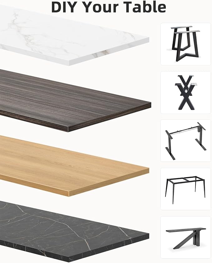 Universal 48 x 24 One-Piece Solid Wood Table Top, 1" Thick Desktop for Stand Up Height Adjustable Desk Frames, Home Office Tabletop, Countertop DIY, Black Marble