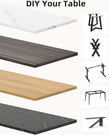 Universal 48 x 24 One-Piece Solid Wood Table Top, 1" Thick Desktop for Stand Up Height Adjustable Desk Frames, Home Office Tabletop, Countertop DIY, Black Marble
