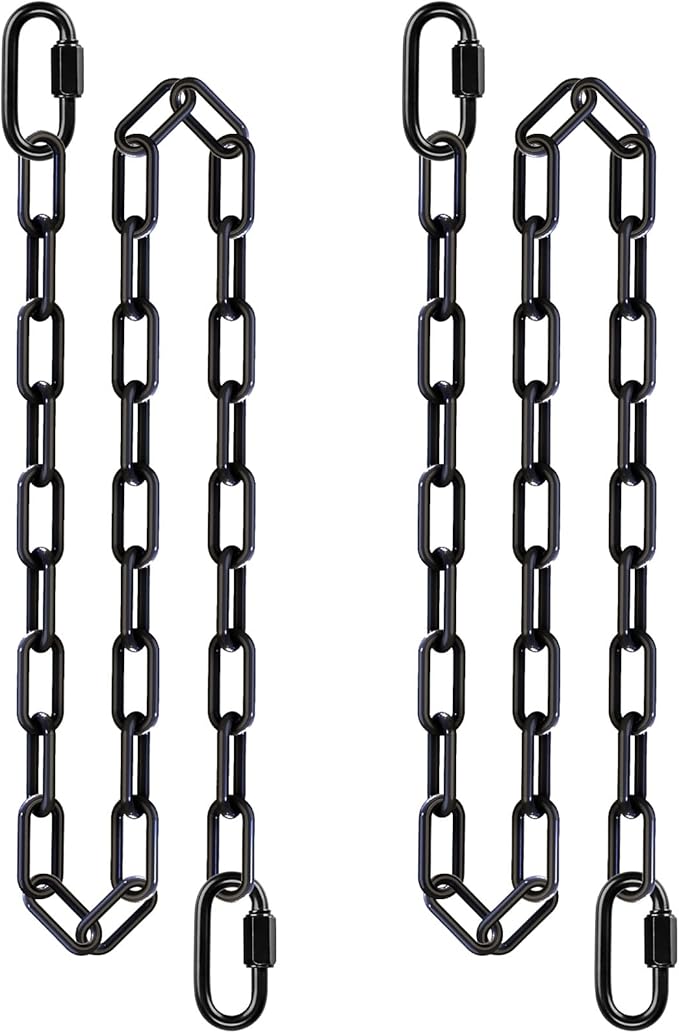 BeneLabel 2Pcs 65" Swing Chain Heavy Duty 1000 LBs Capacity Hanging Chains Porch Swing Chains and Hooks Black Coated Chain for Hammock Chairs, Hanging Chair, Punching Bags, for Indoor and Outdoor