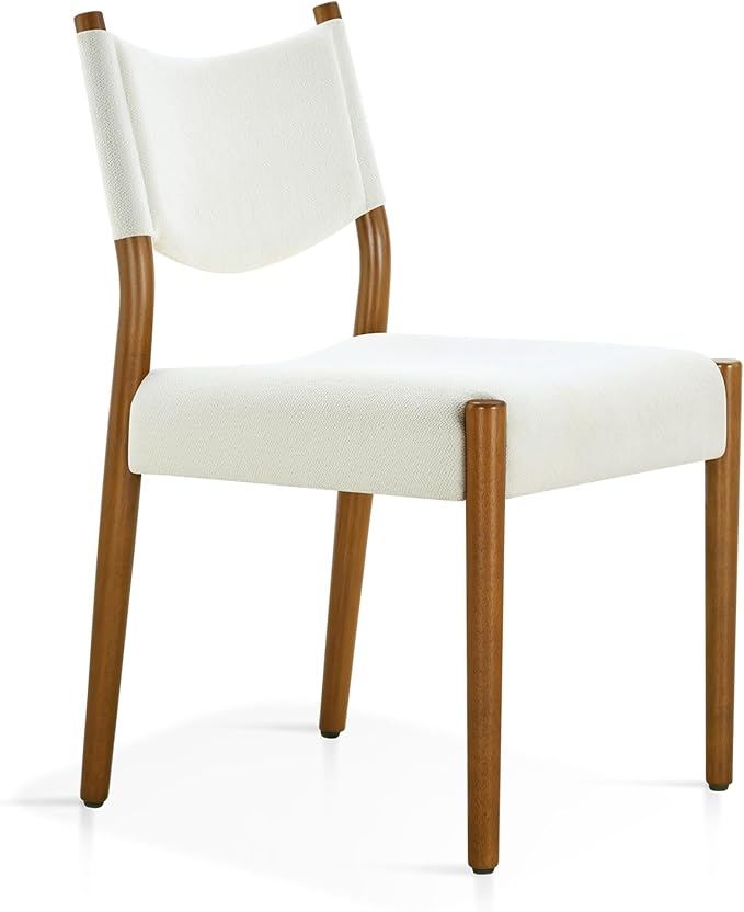 KISLOT Upholstered Dining Chairs Set of 4, Solid Wood Armless Kitchen Chairs with Soft Polyester Fabric, 18.9" Seat Height, Modern Dining Room Seating, 300 lbs Capacity, Linen