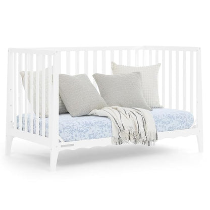 Delta Children Lulu 5-in-1 Convertible Crib, Converts to Toddler Bed, Daybed, Sofa & Full-Size Bed, Greenguard Gold Certified, Fits Standard Crib Mattress, 3 Mattress Heights for Baby,Bianca White