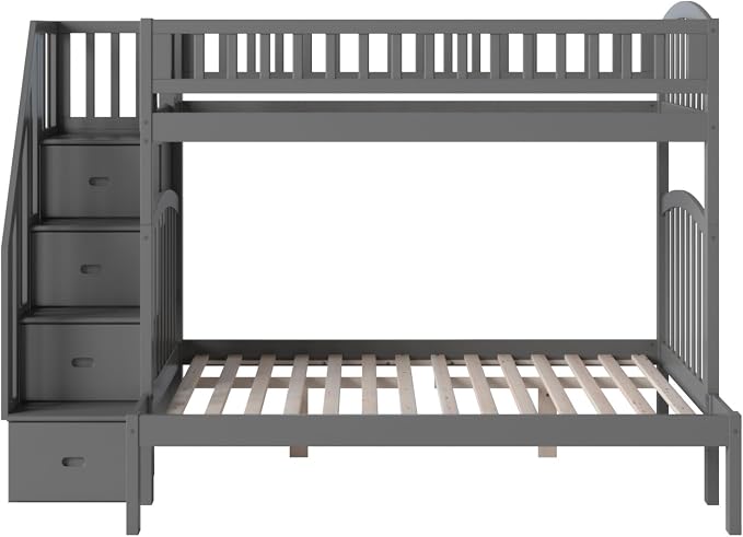 AFI, Westbrook Staircase Bunk Bed Twin Over Full, Grey