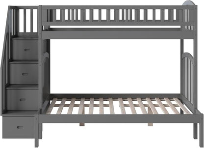 AFI, Westbrook Staircase Bunk Bed Twin Over Full, Grey