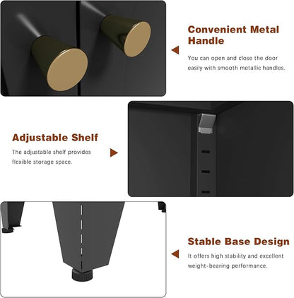 Metal Storage Cabinet, 69" Tall Bathroom Cabinets with 4 Doors & 3 Adjustable Shelves Large Cupboard, Black Metal Pantry Cabinets for Kitchen, Home Office, Garage, Warehouse