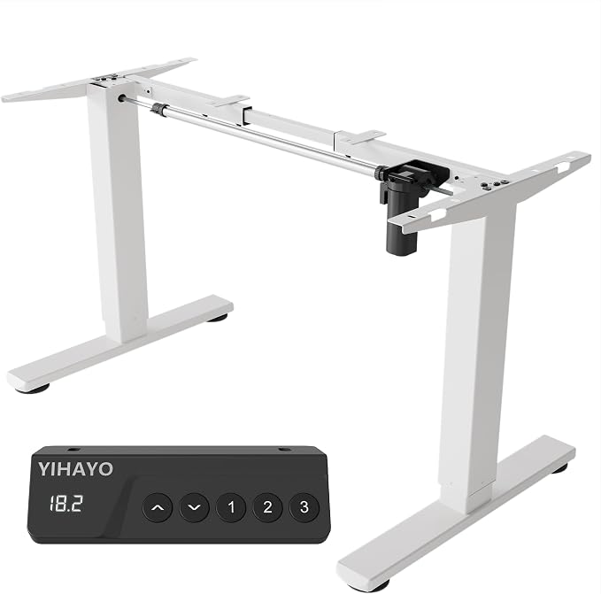 YIHAYO Low Height Adjustable Desk Frame, Lifts 18.1-28.3 Inches, Electric Standing Desk for Short People, DIY Workstation, Computer Table for Home Office (White)